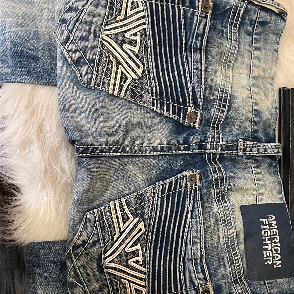 American Fighter Distressed Blue Jeans